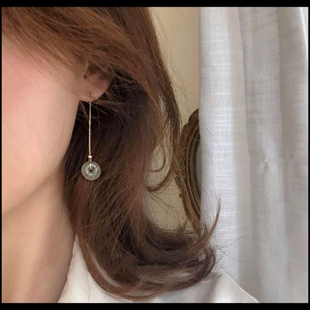 Jade drop earrings (14k gold plated) - Picture 3 of 5